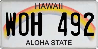 HI license plate WOH492