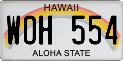 HI license plate WOH554