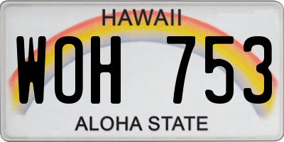 HI license plate WOH753