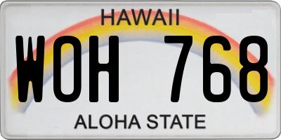 HI license plate WOH768