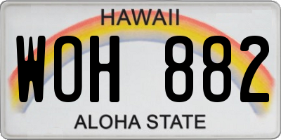 HI license plate WOH882