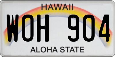 HI license plate WOH904