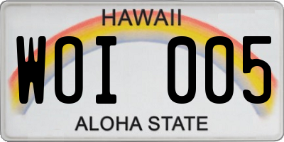 HI license plate WOI005