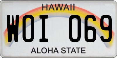HI license plate WOI069