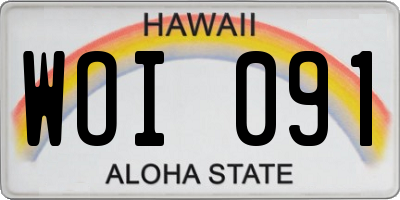 HI license plate WOI091