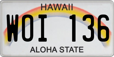 HI license plate WOI136