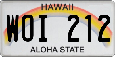 HI license plate WOI212