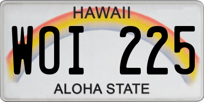 HI license plate WOI225