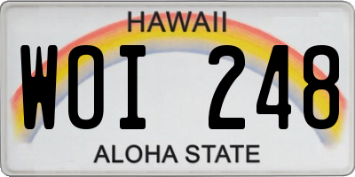 HI license plate WOI248
