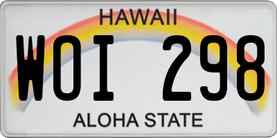 HI license plate WOI298