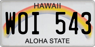 HI license plate WOI543