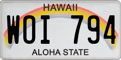 HI license plate WOI794