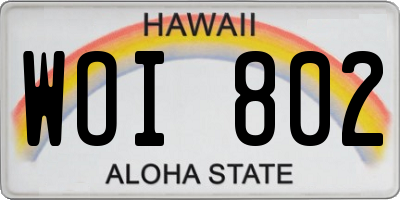 HI license plate WOI802