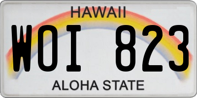 HI license plate WOI823
