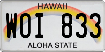 HI license plate WOI833