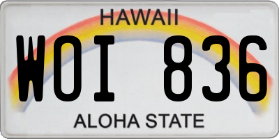 HI license plate WOI836