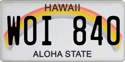 HI license plate WOI840