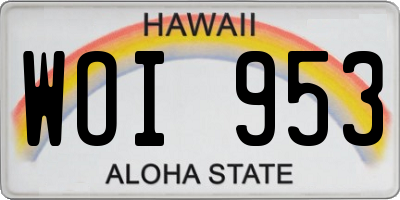 HI license plate WOI953
