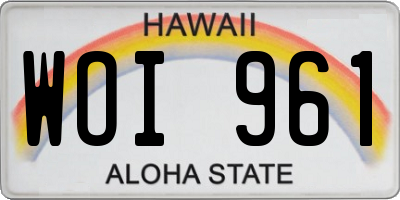 HI license plate WOI961