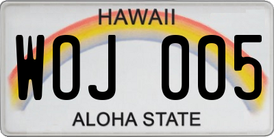 HI license plate WOJ005