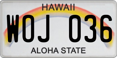 HI license plate WOJ036