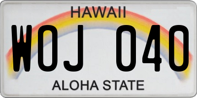 HI license plate WOJ040