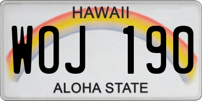 HI license plate WOJ190