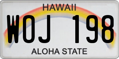 HI license plate WOJ198