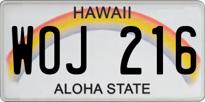 HI license plate WOJ216