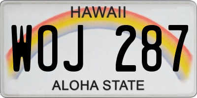 HI license plate WOJ287