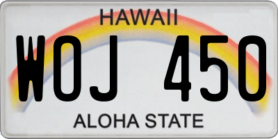 HI license plate WOJ450