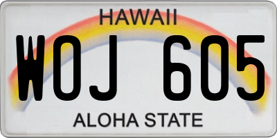 HI license plate WOJ605