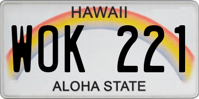 HI license plate WOK221