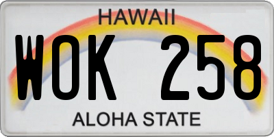 HI license plate WOK258
