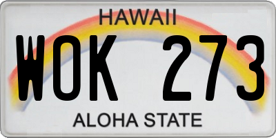 HI license plate WOK273