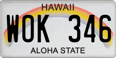 HI license plate WOK346
