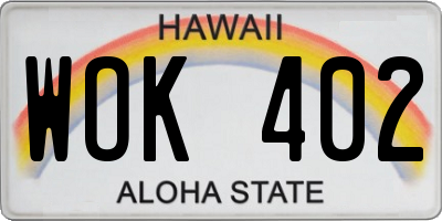 HI license plate WOK402