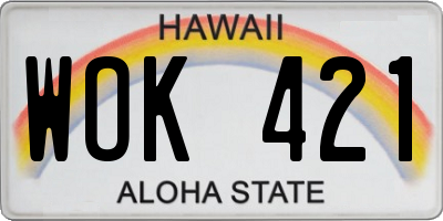 HI license plate WOK421