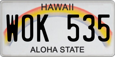 HI license plate WOK535