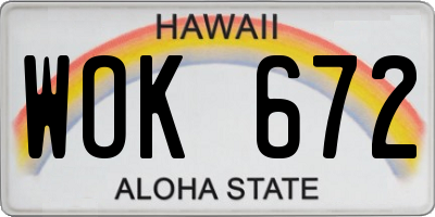 HI license plate WOK672