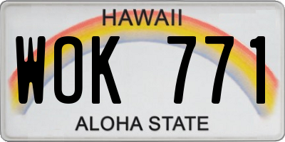 HI license plate WOK771