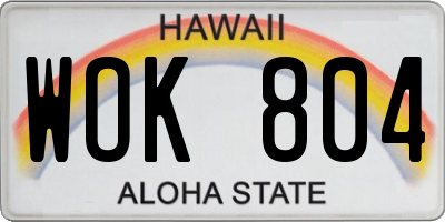HI license plate WOK804