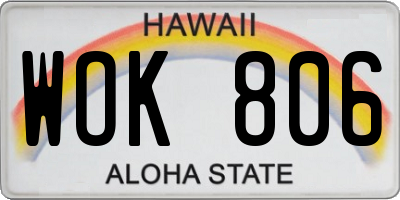 HI license plate WOK806