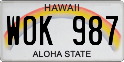 HI license plate WOK987