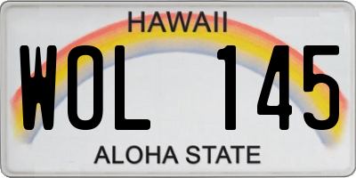 HI license plate WOL145