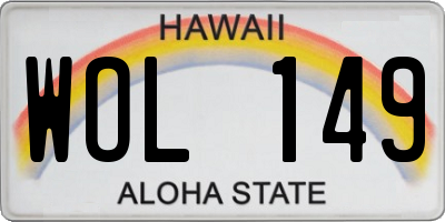 HI license plate WOL149