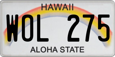 HI license plate WOL275