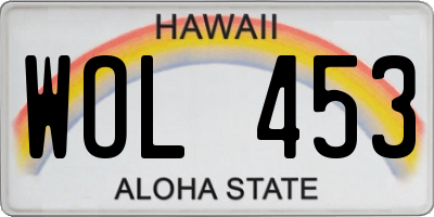 HI license plate WOL453