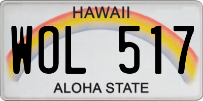 HI license plate WOL517