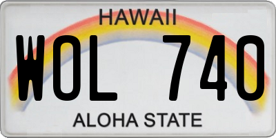 HI license plate WOL740